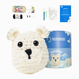 Gaston l'ours blanc - kit crochet débutant avec vidéos - accessible à tous