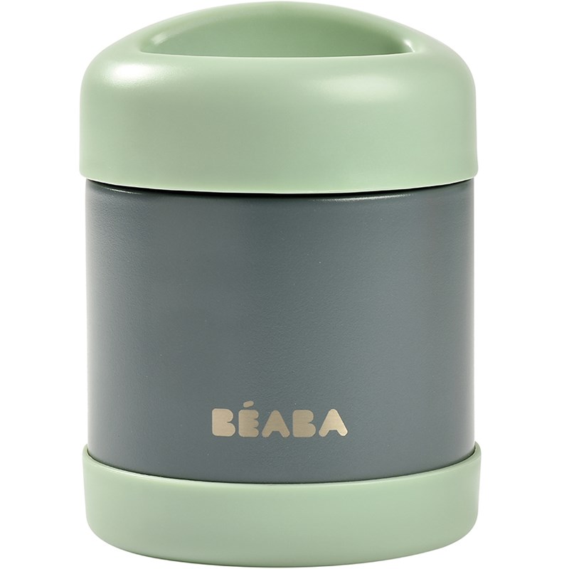 Thermos alimentaire en inox minéral gris et vert sauge (300 ml)