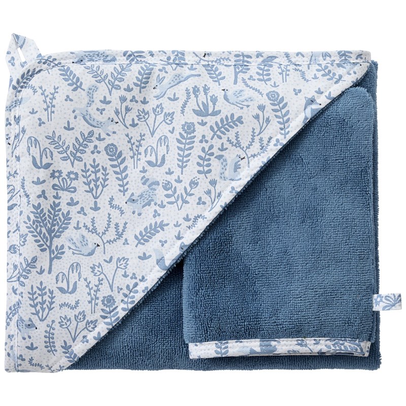 Cape de bain + gant bambou forêt enchantée