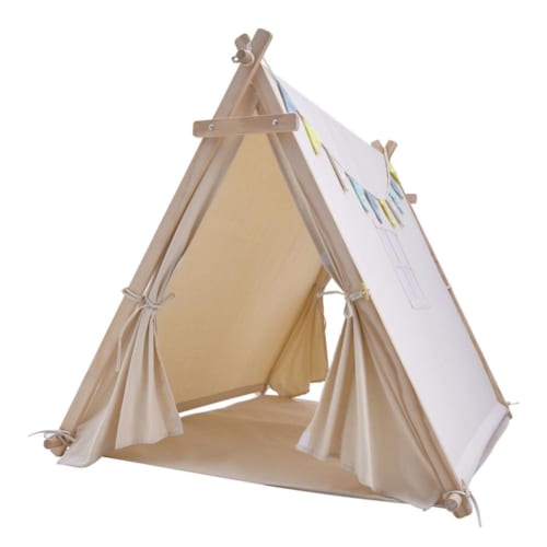 Sunny - Tente de jeu pour enfants avec fenêtre & tapis, beige, 120 cm x 100 cm