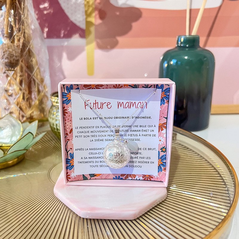 Bola de grossesse gravé argent lune