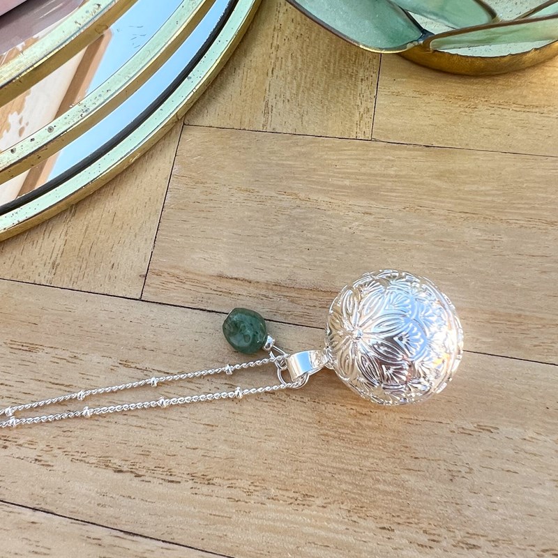 Bola de grossesse gravé argent vert