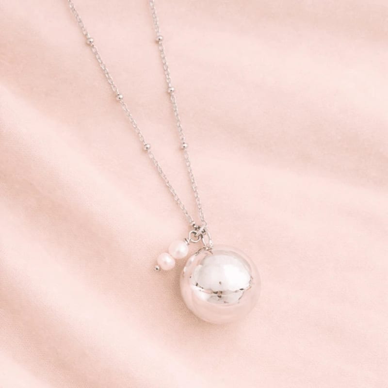 Bola de grossesse argent avec deux perles