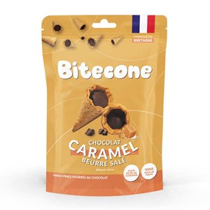 Mini cônes bitecone - fourrés chocolat au lait et caramel au beurre salé