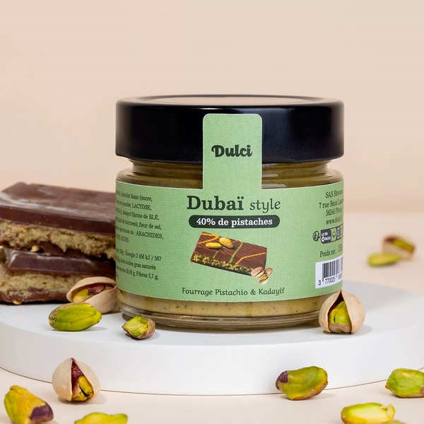 Pâte à tartiner dubaï style - pistache 40% et chocolat