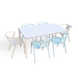 Ensemble repas de jardin 6 places en aluminium laqué