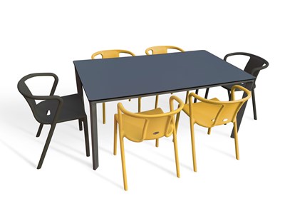 Ensemble repas de jardin 6 places en aluminium laqué