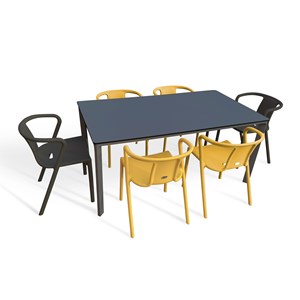 Ensemble repas de jardin 6 places en aluminium laqué
