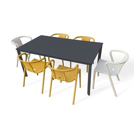 Ensemble repas de jardin 6 places en aluminium laqué