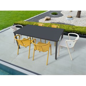 Ensemble repas de jardin 6 places en aluminium laqué