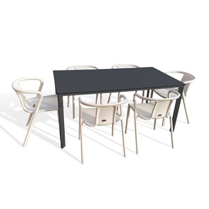 Ensemble repas de jardin 6 places en aluminium laqué
