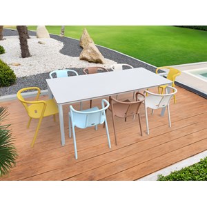 Ensemble repas de jardin 8 places en aluminium laqué
