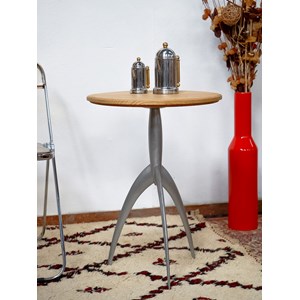 Guéridon en chêne et aluminium n°19