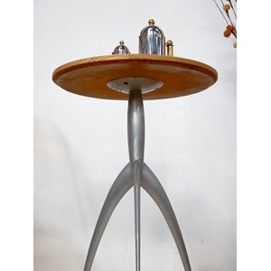 Guéridon en chêne et aluminium n°19