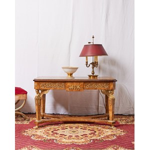 Table basse de style empire en loupe d'orme n°473