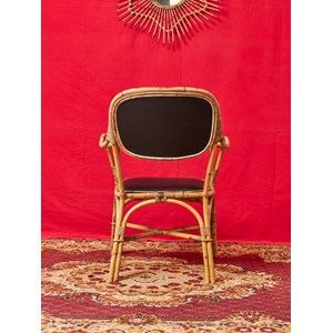 Paire de fauteuils en osier et cuir  n°711