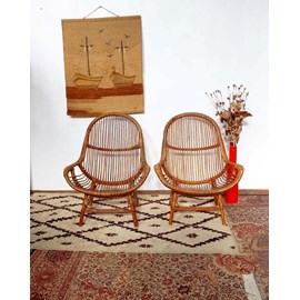 Paire de fauteuils en rotin n°690