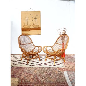 Paire de fauteuils en rotin n°690