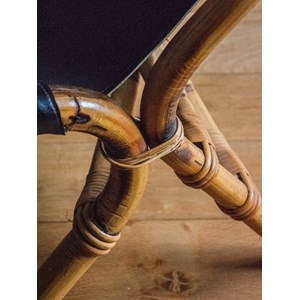 Grand fauteuil en rotin et cuir n°859