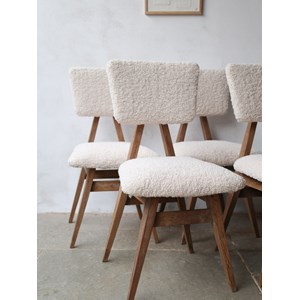 4 chaises en bois et tissu bouclette n°1278