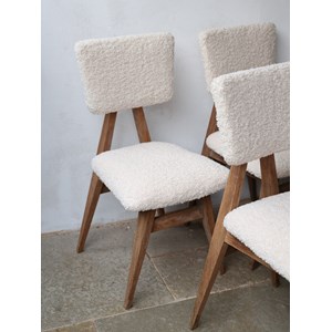 4 chaises en bois et tissu bouclette n°1278