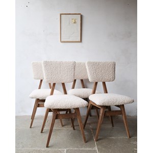 4 chaises en bois et tissu bouclette n°1278