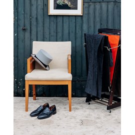 Fauteuil en bois clair et tissu n°858