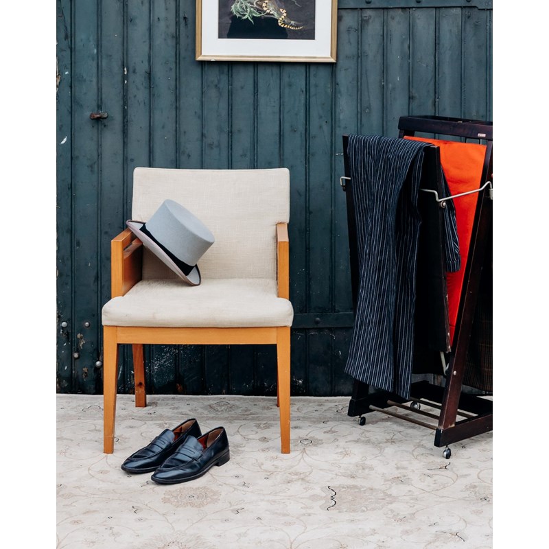 Debongout - Fauteuil en bois clair et tissu n°858