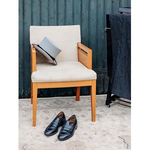 Fauteuil en bois clair et tissu n°858