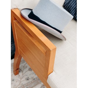 Fauteuil en bois clair et tissu n°858