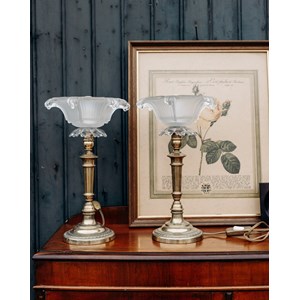 Paire de lampes en laiton et verre n°484
