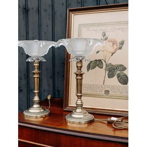 Paire de lampes en laiton et verre n°484