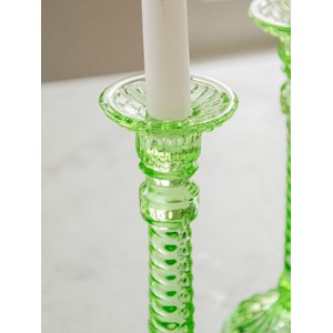 Paire de bougeoirs verts en cristal n°67