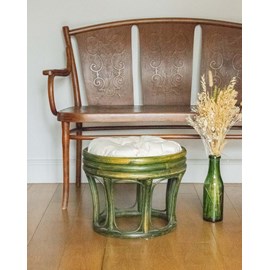 Pouf en rotin vert n°77