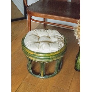 Pouf en rotin vert n°77