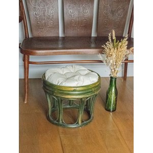 Pouf en rotin vert n°77