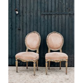 Paire de chaises en bois et tissu n°992