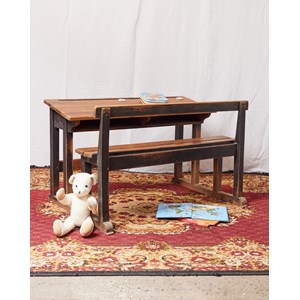 Pupitre d'écolier double en bois n°554