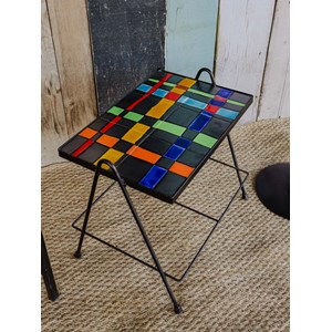Table d'appoint en fer au plateau coloré n°817