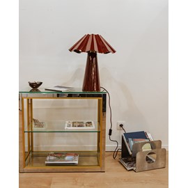 Lampe à poser en acier laqué bordeaux n°687