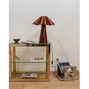 Lampe à poser en acier laqué bordeaux n°687