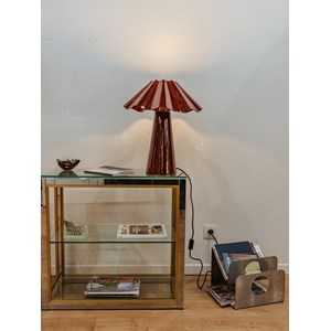 Lampe à poser en acier laqué bordeaux n°687