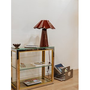 Lampe à poser en acier laqué bordeaux n°687