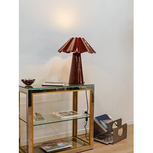 Lampe à poser en acier laqué bordeaux n°687