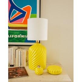 Ensemble lampe, boîte et diffuseur en céramique jaune n°712