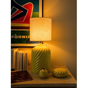 Ensemble lampe, boîte et diffuseur en céramique jaune n°712