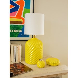 Ensemble lampe, boîte et diffuseur en céramique jaune n°712