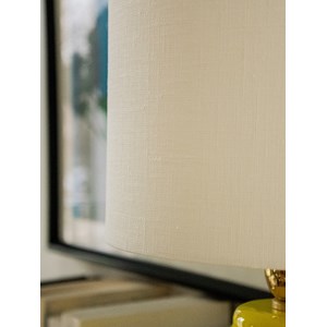 Ensemble lampe, boîte et diffuseur en céramique jaune n°712