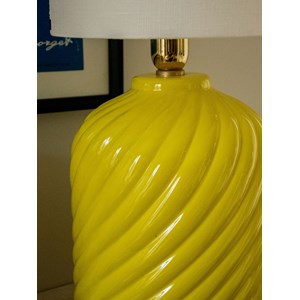 Ensemble lampe, boîte et diffuseur en céramique jaune n°712