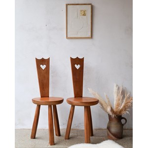 Paire de chaises brutalistes en chêne n°987